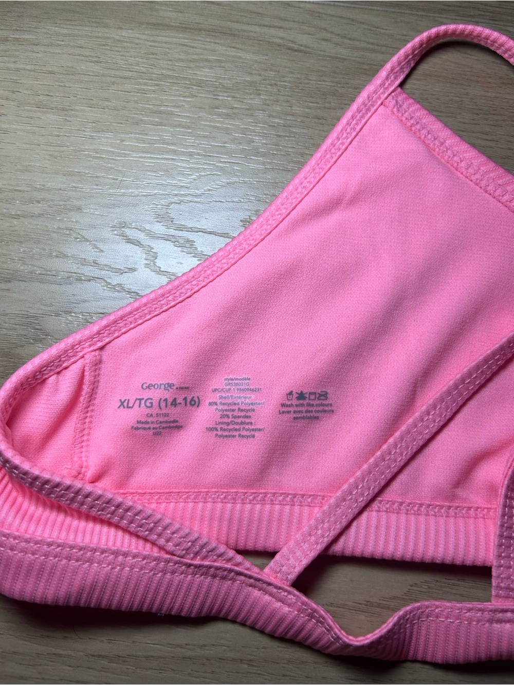George Pink Ribbed Two-Piece Girls Bikini - Picture 3 of 4